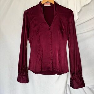 Thomas Pink Women's Deep Red Silk Stretch Blouse